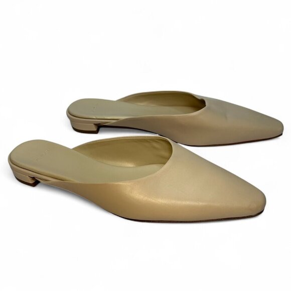 VINCE Women's Pointed Toe Ana Leather Flat Mule - Size 6.5, Beige NWOB - Picture 2 of 13
